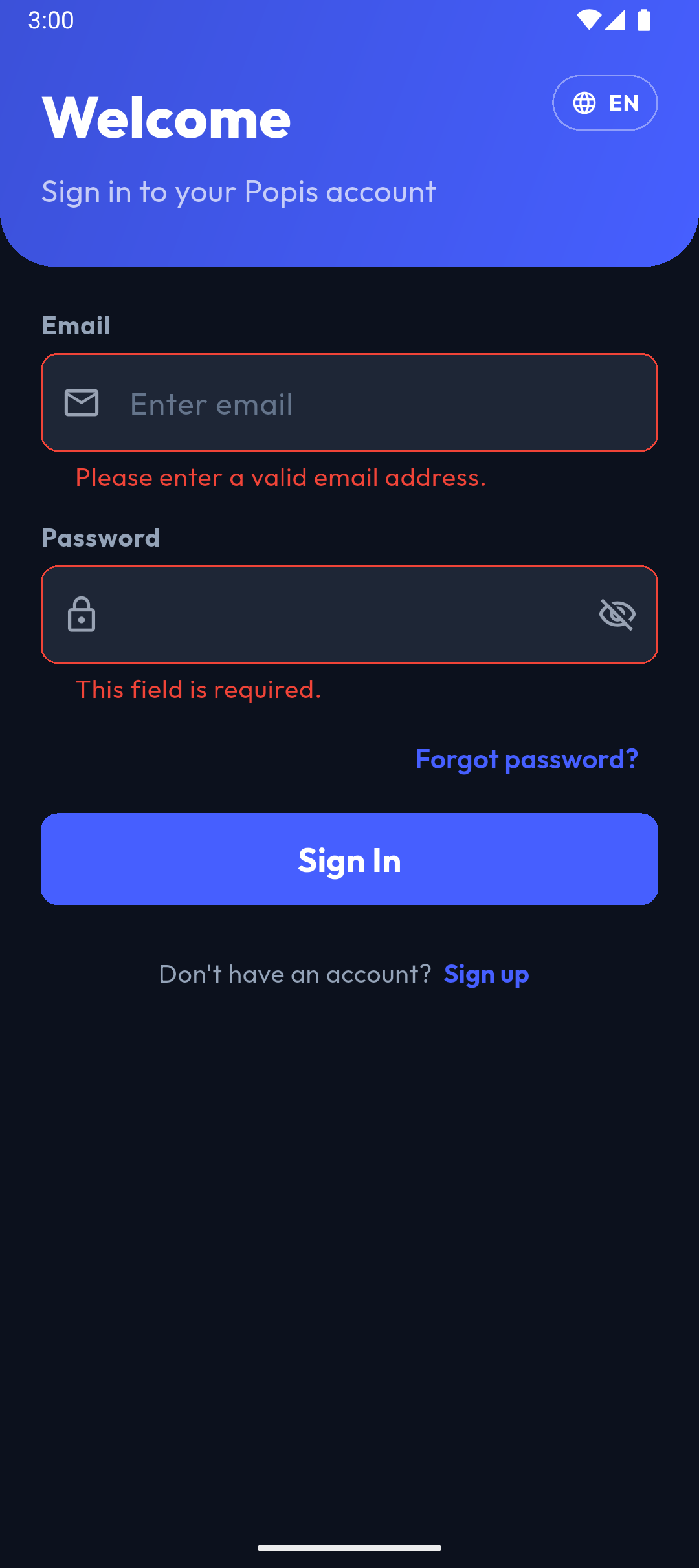 Messages under invalid fields