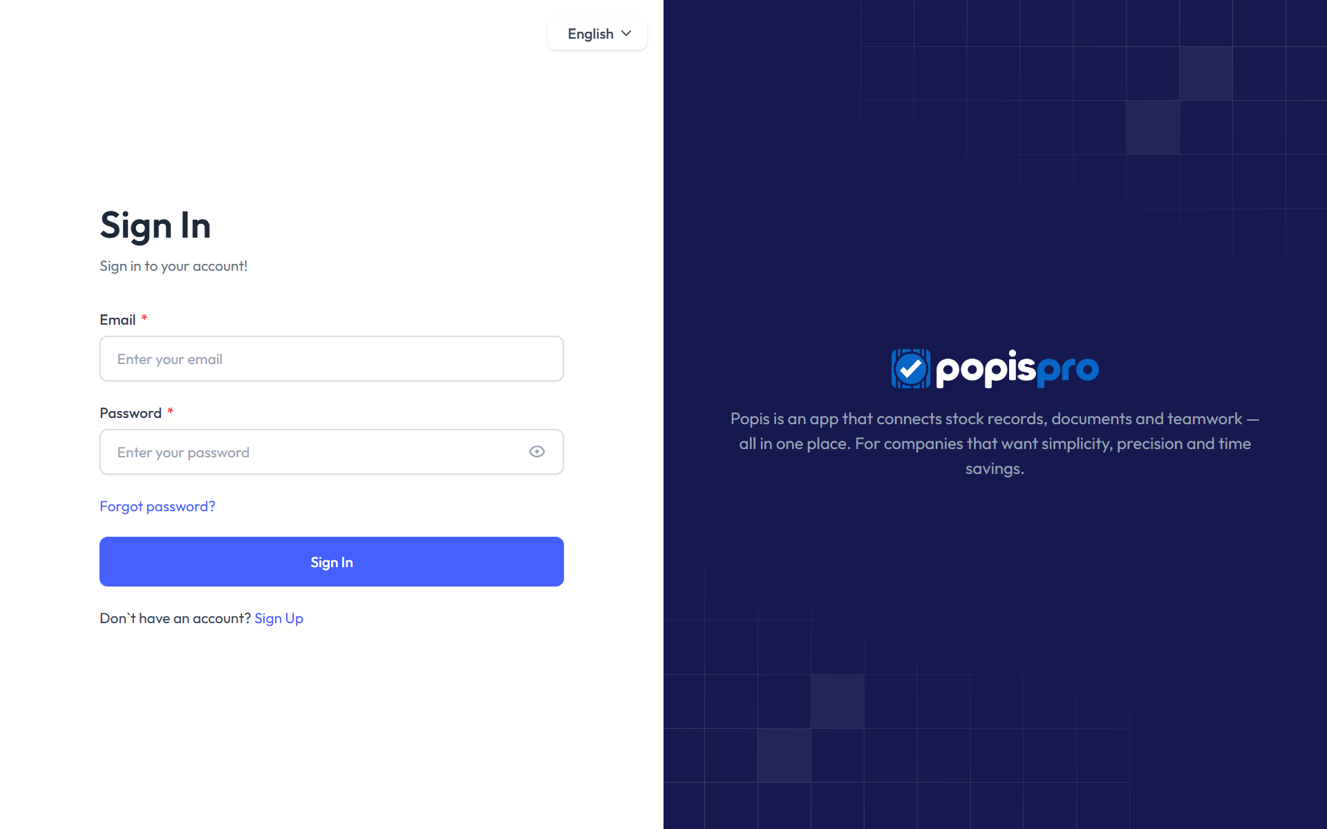 The portal sign-in page