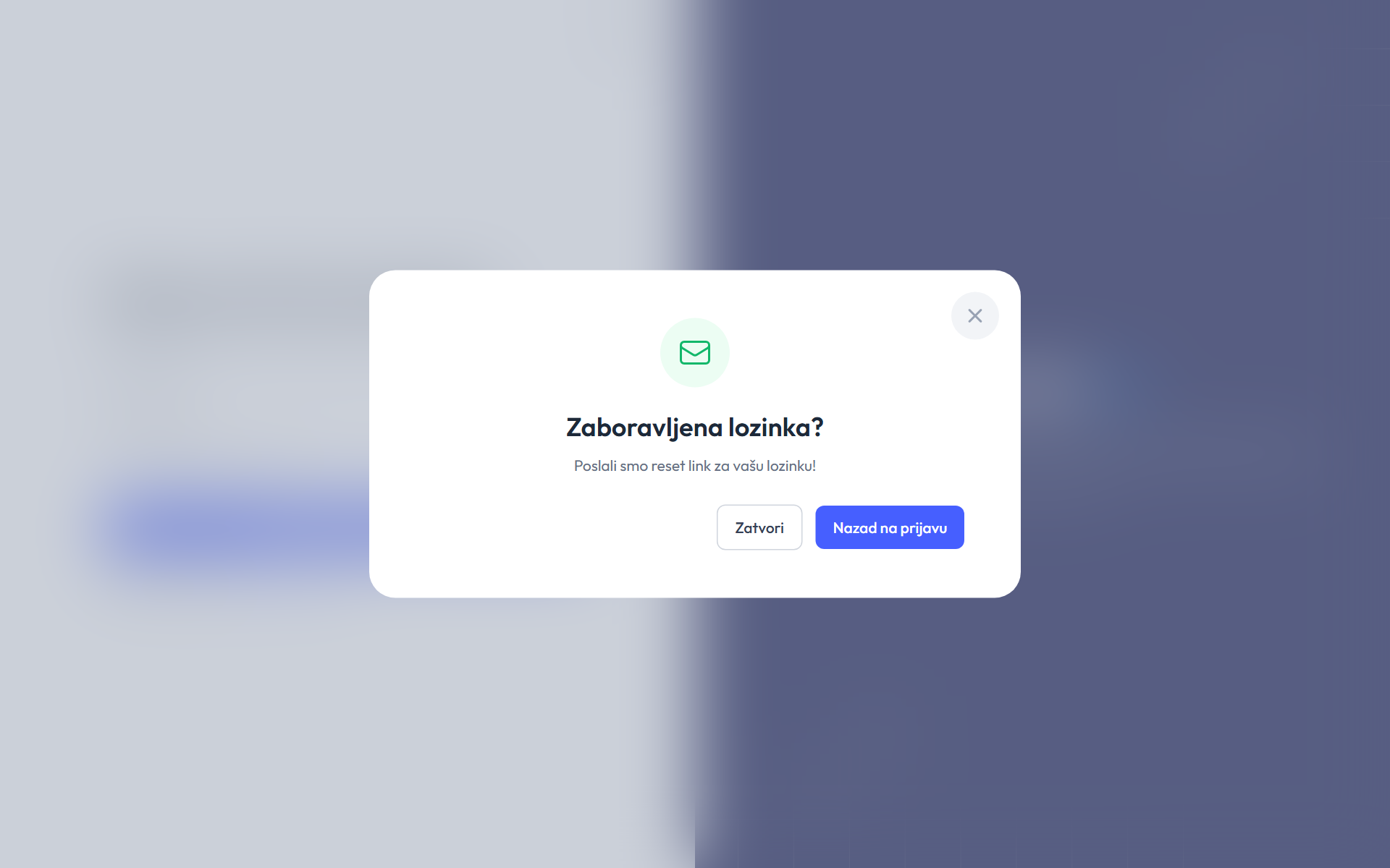Potvrda da je link poslat